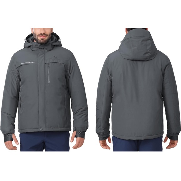 🎿 mens snow jacket size L dark gray by Camel Crown super warm used once